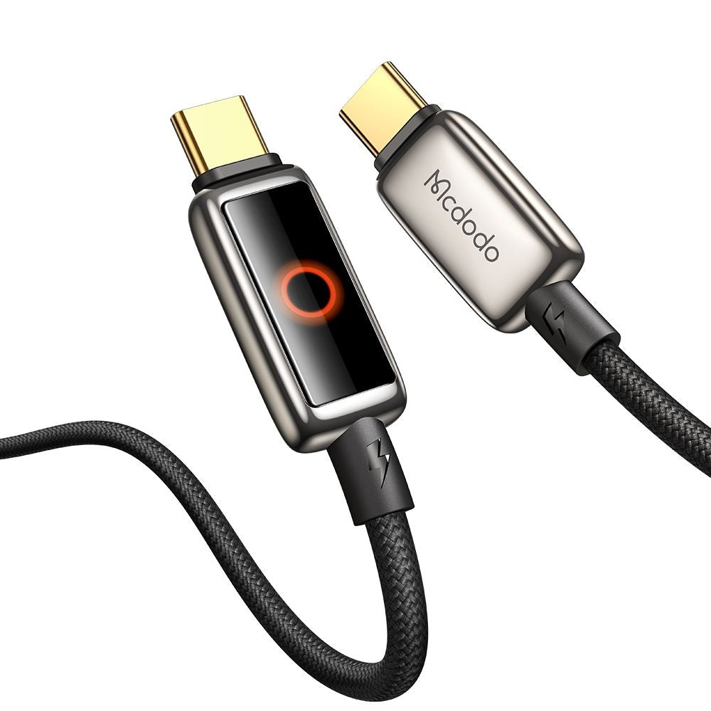 Mcdodo - Data Cable (CA-6680) - with Breathing Light LED Display, USB-C to USB-C, Auto Power Off, 100W, 1.2m - Black