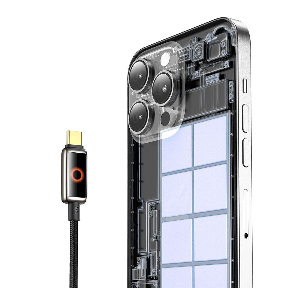 Mcdodo - Data Cable (CA-6680) - with Breathing Light LED Display, USB-C to USB-C, Auto Power Off, 100W, 1.2m - Black