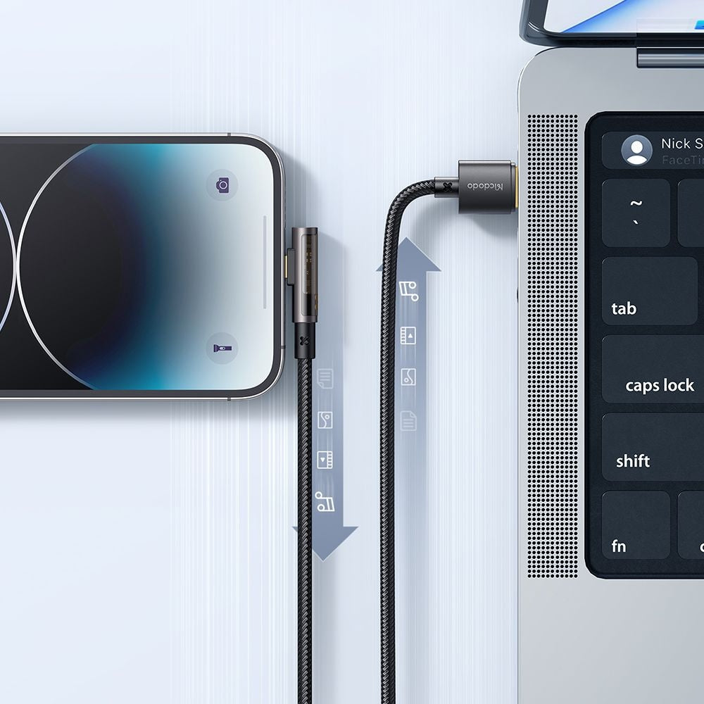 Mcdodo - Data Cable (CA-3510) - USB-A to Lightning, 90 Degree Design, 3A, Transparent Design, 1.2m - Black