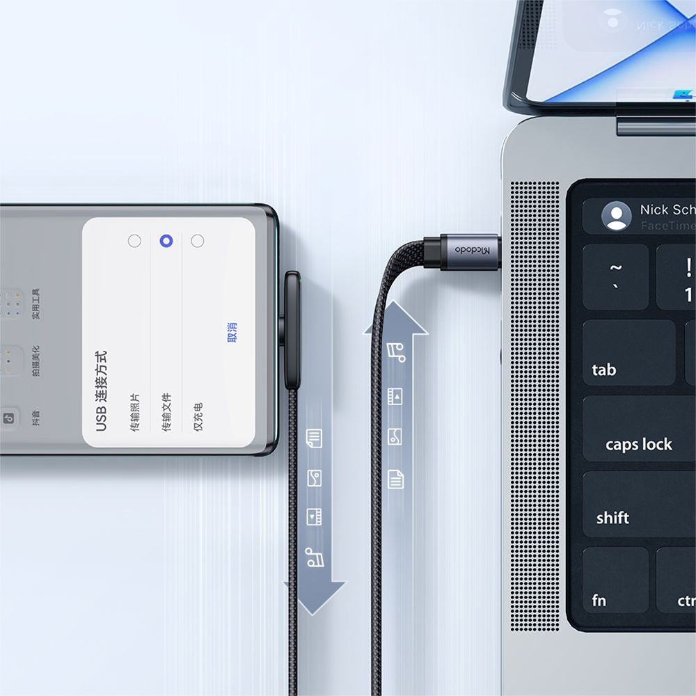 Mcdodo - Data Cable (CA-3360) - USB-C to USB-C, 90 Degree Design, 65W, LED Indicator, 1.2m - Black