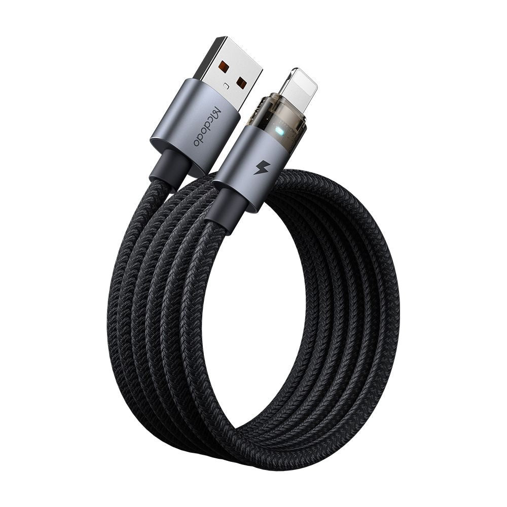 Mcdodo - Data Cable (CA-6910) - with Charging Light, USB-A to Lightning, Transparent Cable, 3A, 1.2m - Black