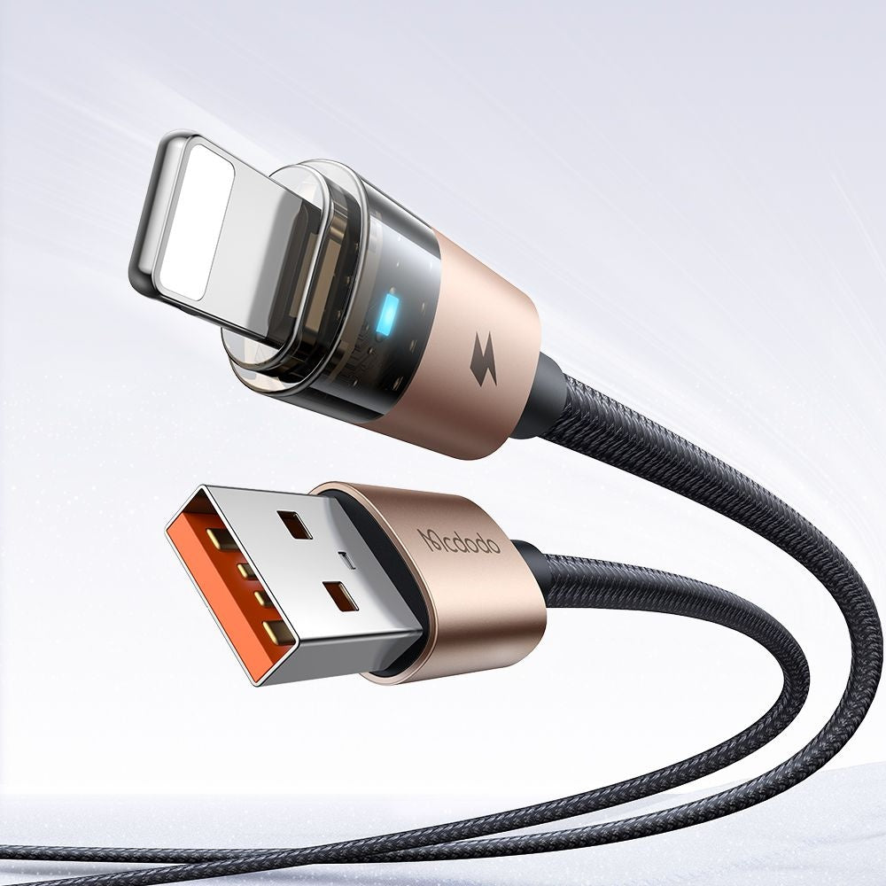 Mcdodo - Data Cable (CA-6911) - with Charging Light, USB-A to Lightning, Transparent Cable, 3A, 1.2m - Desert Gold