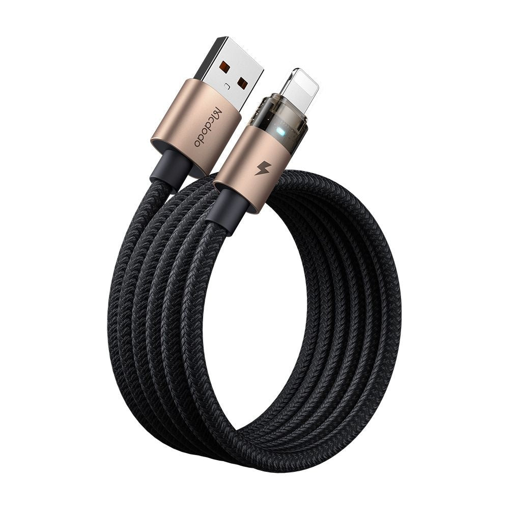 Mcdodo - Data Cable (CA-6911) - with Charging Light, USB-A to Lightning, Transparent Cable, 3A, 1.2m - Desert Gold