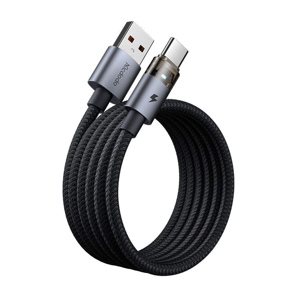 Mcdodo - Data Cable (CA-6890) - with Charging Light, USB-C to USB-A, Transparent Cable, 6A, 1.2m - Black