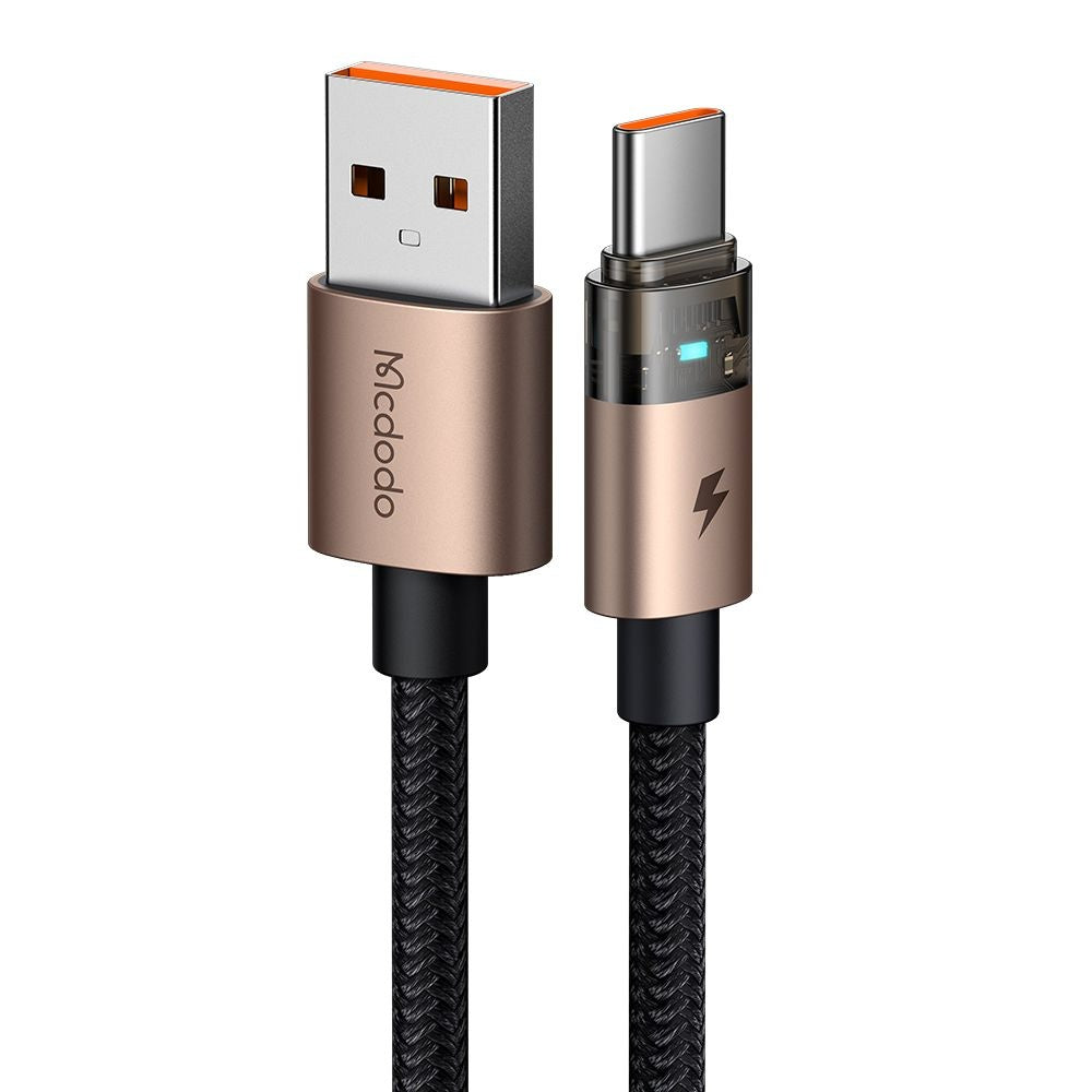 Mcdodo - Data Cable (CA-6891) - with Charging Light, USB-C to USB-A, Transparent Cable, 6A, 1.2m - Desert Gold
