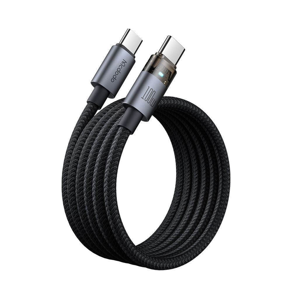 Mcdodo - Data Cable (CA-5580) - with Charging Light, USB-C to USB-C, Transparent Cable, 100W, 1.2m - Black