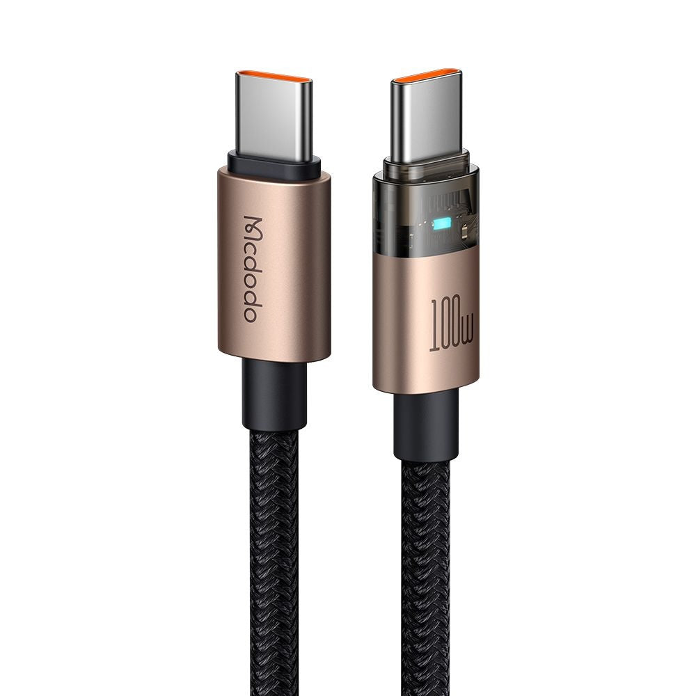 Mcdodo - Data Cable (CA-5581) - with Charging Light, USB-C to USB-C, Transparent Cable, 100W, 1.2m - Desert Gold
