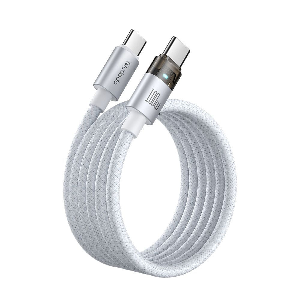 Mcdodo - Data Cable (CA-5582) - with Charging Light, USB-C to USB-C, Transparent Cable, 100W, 1.2m - White