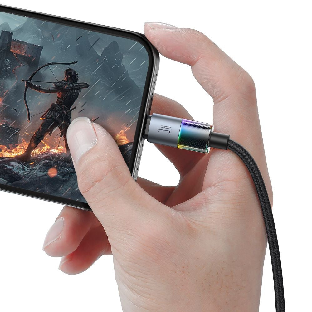 Mcdodo - Data Cable (CA-8170) - with Colorful Lights, USB-A to Lightning, 3A, 1.2m - Black