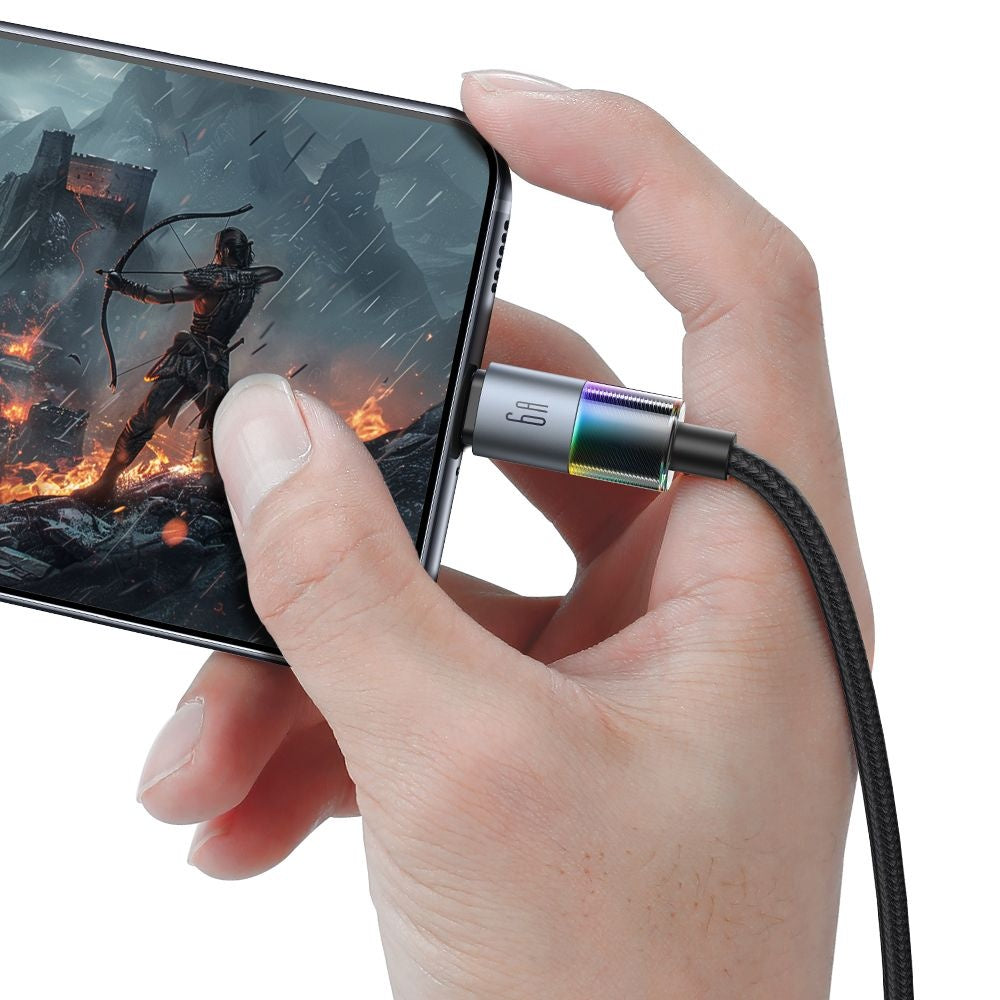 Mcdodo - Data Cable (CA-8180) - with 7 Colorful Lights, USB-A to USB-C, 6A, 1.2m - Black