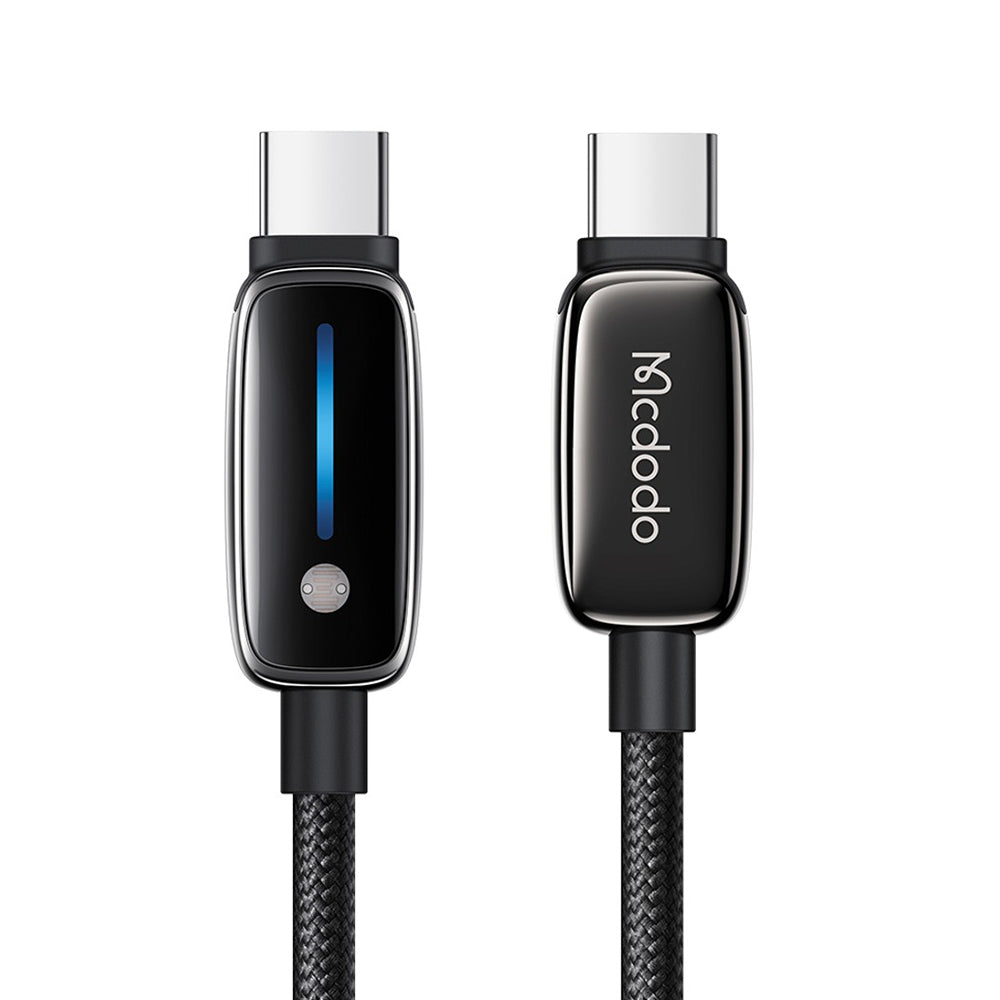 Mcdodo - Data Cable (CA-0100) - with Auto Brightness Adjustment, USB-C to USB-C, 100W, 5A, 1.2m - Black