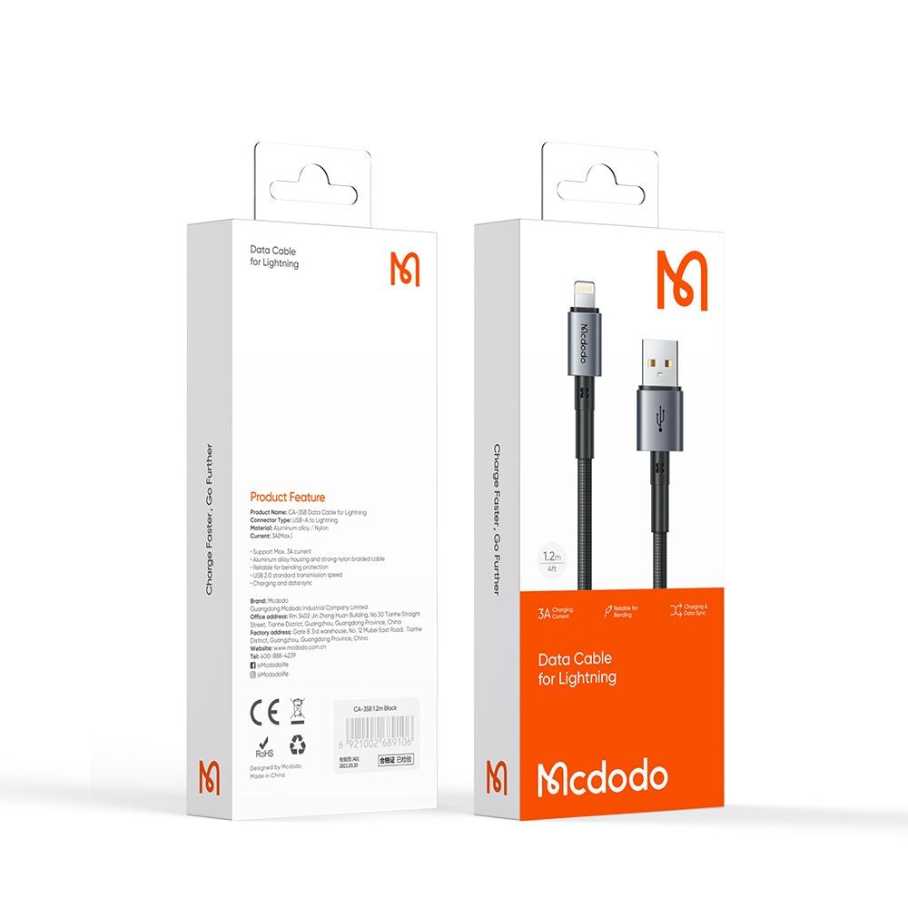 Mcdodo - Data Cable (CA-3580) - Lightning to USB-A, 3A, 1.2m - Black