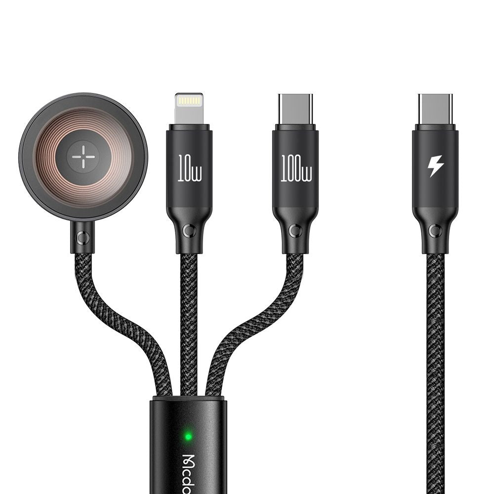 Mcdodo - 3in1 Data Cable O Series (CA-4940) - USB-C to Lightning/USB-C/Τεχνολογία > Κινητή Τηλεφωνία > Φορτιστές Κινητών Apple Watch, 100W, 1.2m - Black