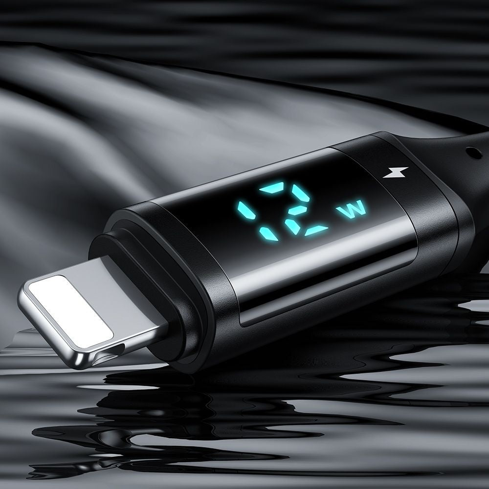Mcdodo - Data Cable (CA-1060) - USB 2.0 to Lightning, with Digital Display, Nylon Braided, Aluminum Alloy, 3A, 1.2m - Black
