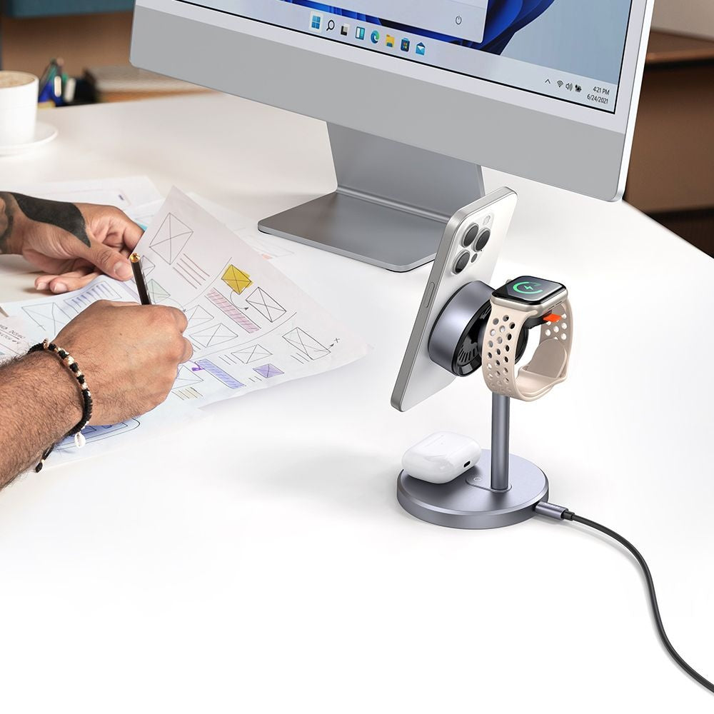 Mcdodo - Wireless Charging Station Black Swan Series (CH-2462) - with Wall Charger, Magnetic, for Apple, 22.5W, Qi2 - Black