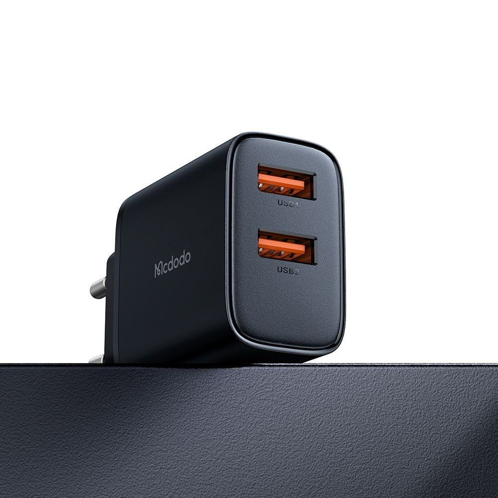 Mcdodo - Wall Charger Beryllium Series (CH-5070) - 2x USB-A. 12W, 2A, Fireproof PC - Black