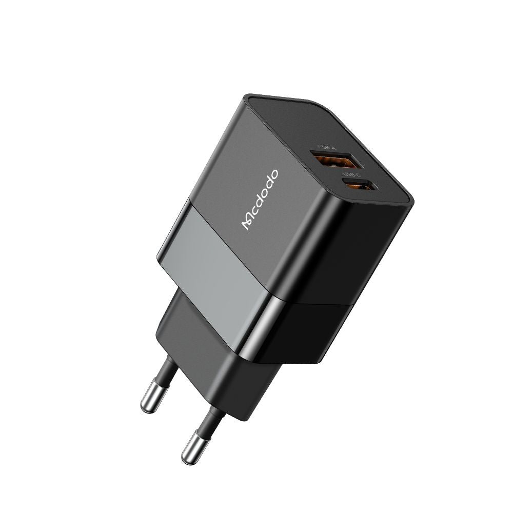 Mcdodo - Wall Charger Hydrogen Series (CH-1951) - Dual Port, 20W, Fast Charger, Fireproof PC - Black