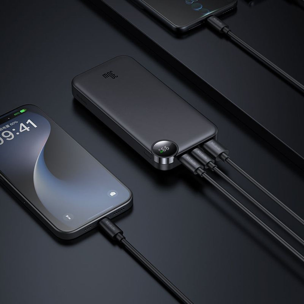 Mcdodo - Power Bank (MC-3850) - USB, 2x Type-C, 10000mAh, 30W, LED Display - Black