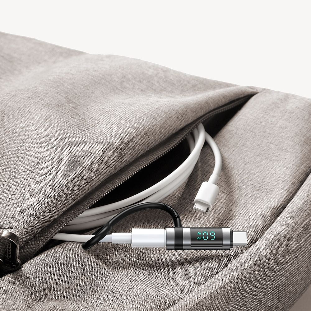 Mcdodo - Adapter Pigeon Series (OT-0180) - Silicone Hook, Aluminium Alloy, Lightning to USB-C, 60W, HD LED Display - Black