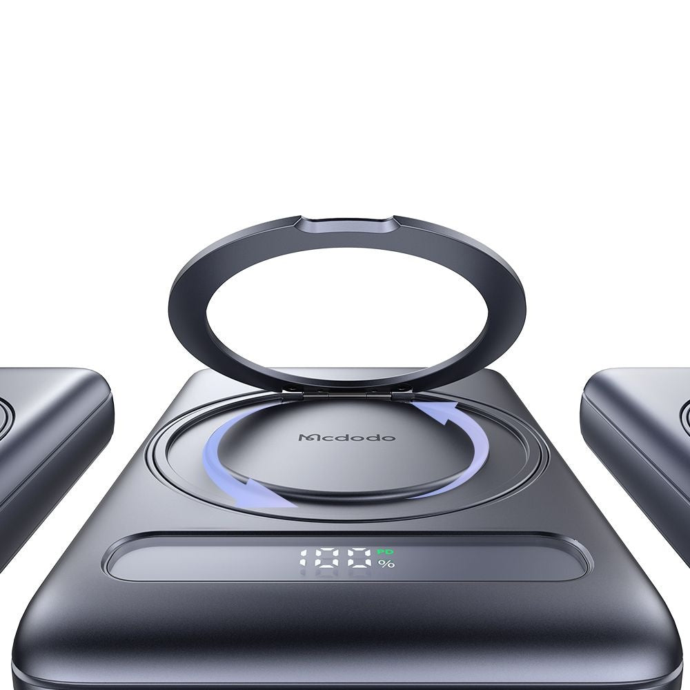 Mcdodo - Magnetic Power Bank Meta Series (MC-8371) - Built-in 360° Ring Stand, 10000mAh, 20W, Digital Display - Dark Grey