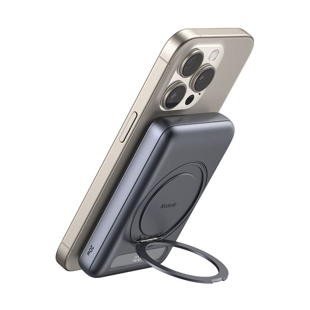 Mcdodo - Magnetic Power Bank Meta Series (MC-8371) - Built-in 360° Ring Stand, 10000mAh, 20W, Digital Display - Dark Grey