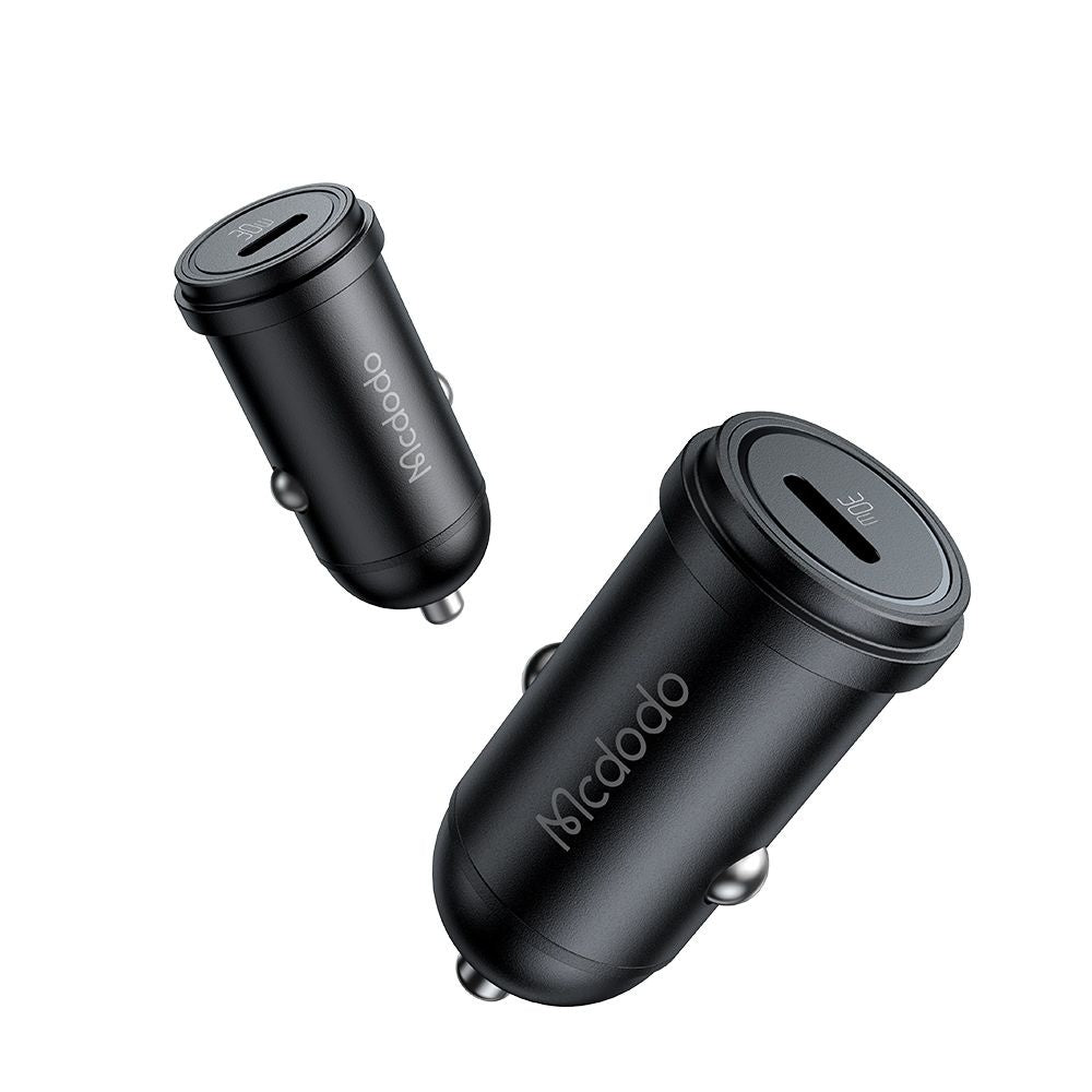 Mcdodo - Car Charger Obsidian Series (CC-7493) - Type-C Cable Included, PD30W, Smart IC, Mini Size, 1.2m - Black