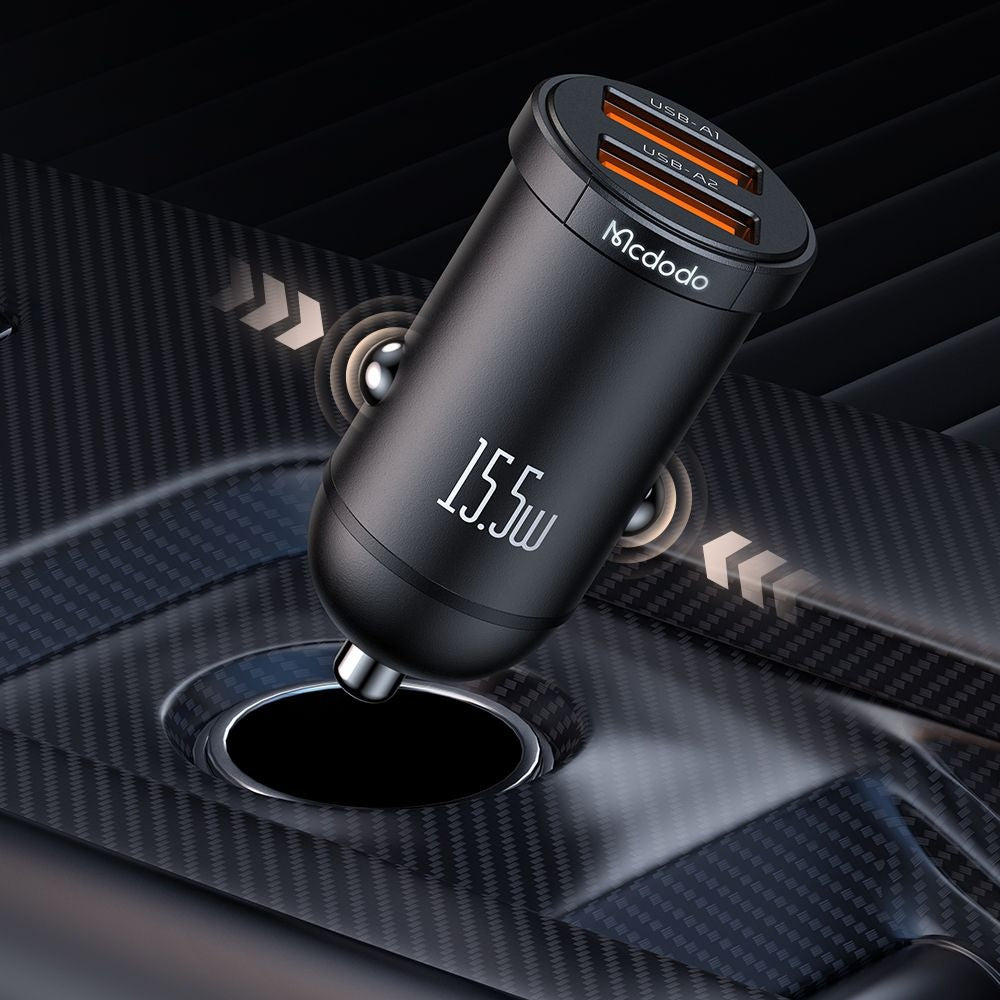 Mcdodo - Car Charger Cool Series (CC-2950) - Dual-Port, 15.5W, Mini Size, 12-24V - Black