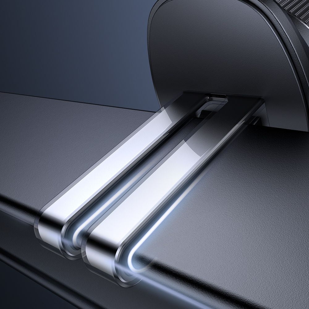 Mcdodo - Car Holder with Wireless Charging (CH-3000) - for Air Vent, 15W, Dual Magnetic Coils, Built-in Retractable Cable - Black