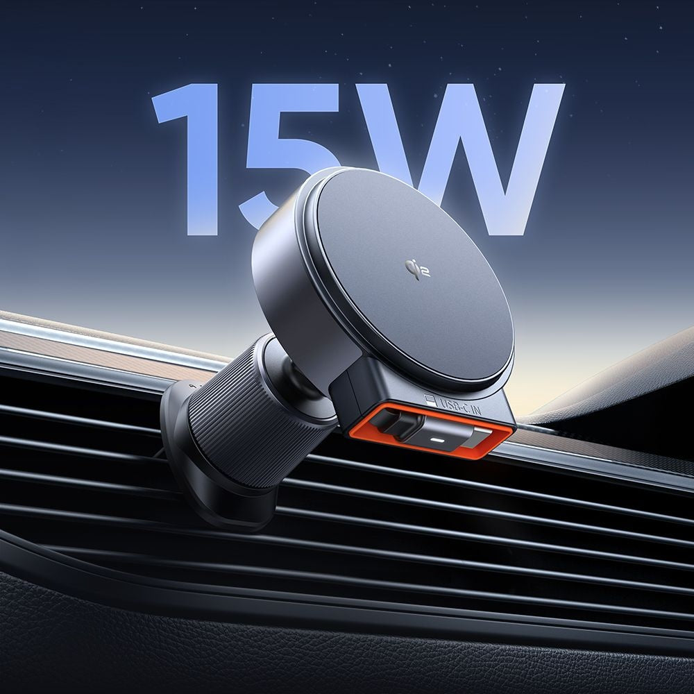 Mcdodo - Car Holder with Wireless Charging (CH-0091) - for Air Vent, 15W, Qi2, Built-in Retractable Cable - Desert Gold