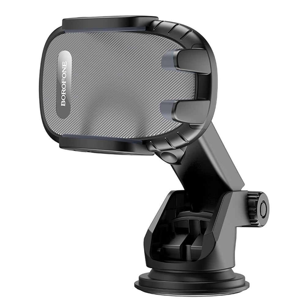 Borofone - Car Holder Windy (BH53) - with Suction Cup, for Dashboard/Windshield, 4.5-6.7" Phone - Black Grey