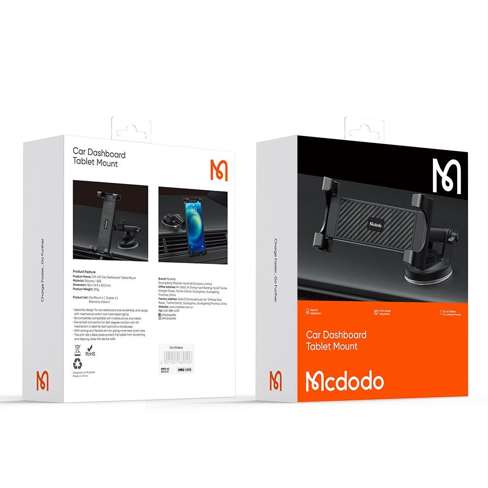 Mcdodo - Car Holder (CM-4310) - for Phone/Tablet, Dashboard/Windshield, 360° Rotation, 4.7 - 12.9 inch - Black