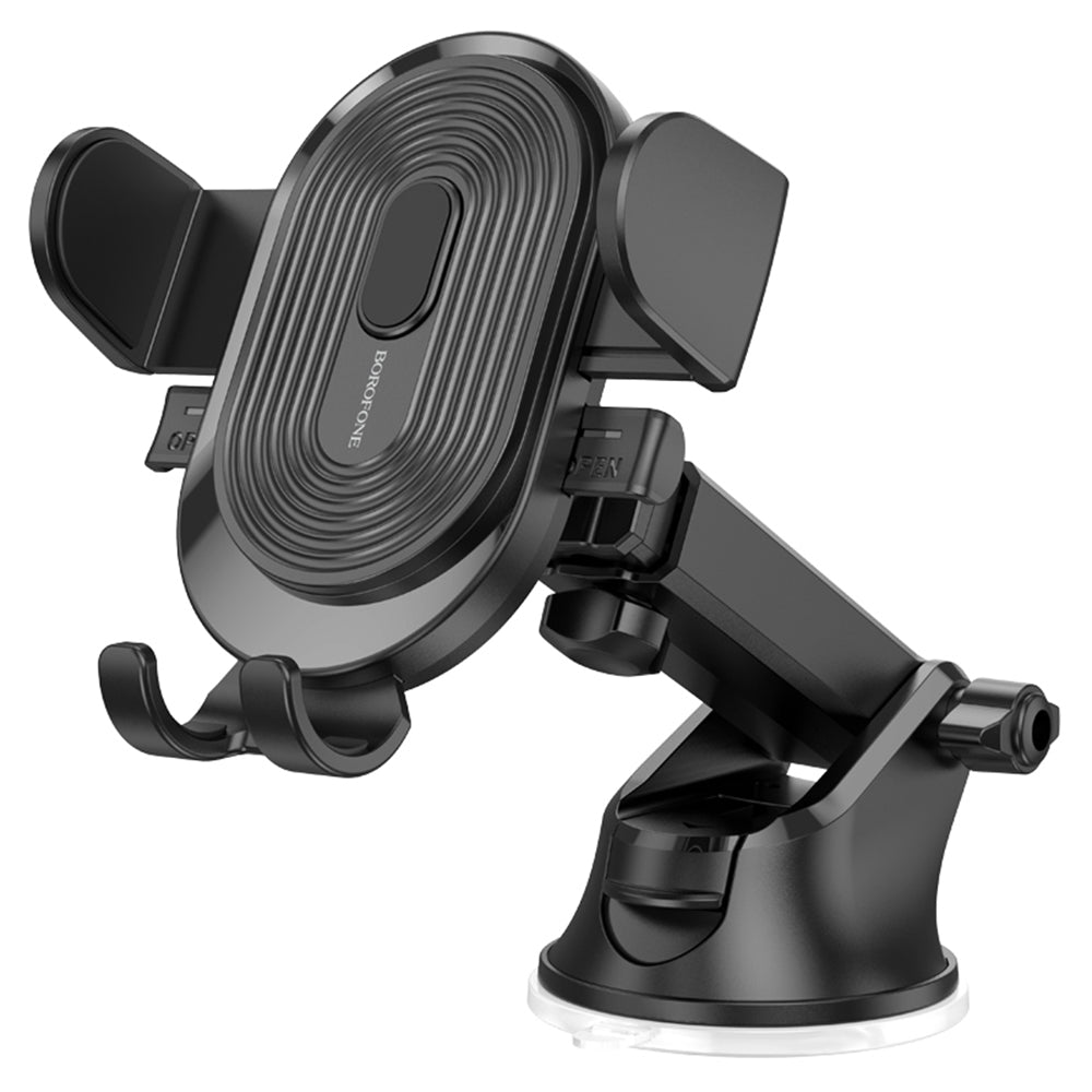 Borofone - Car Holder (BH85) - with Suction Cup, for Dashboard/Windshield, 360° Adjust, Telescopic Arm, 4.7–7" - Black