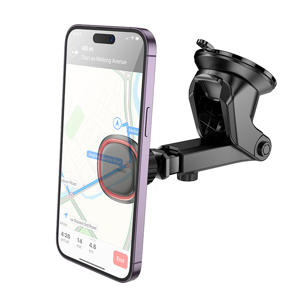 Borofone - Car Holder Roman (BH125) - Magnetic, with Suction Cup, for Dashboard/Windshield, 360° Adjust - Black Gray