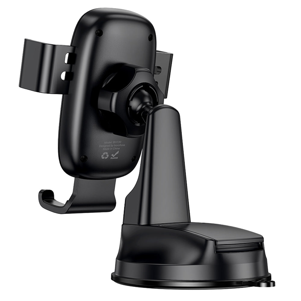 Borofone - Car Holder Follower Gravity (BH130) - for Dashboard/Windshield, 360° Adjust, ABS, Silicone, 6.1-7" - Black