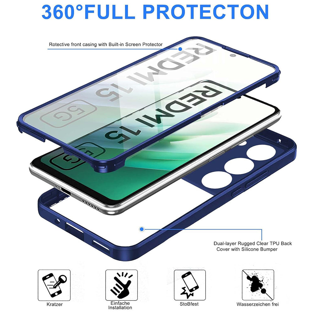 Techsuit - ColorVerse 360 Series + Screen Protector - Xiaomi Redmi 15 4G / Redmi 15 5G - Blue