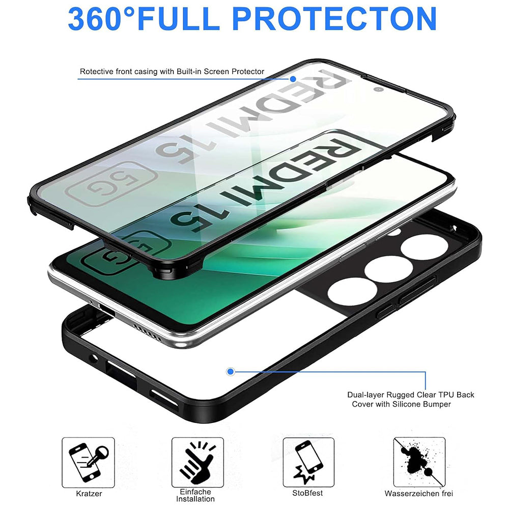 Techsuit - ColorVerse 360 Series + Screen Protector - Xiaomi Redmi 15 4G / Redmi 15 5G - Black