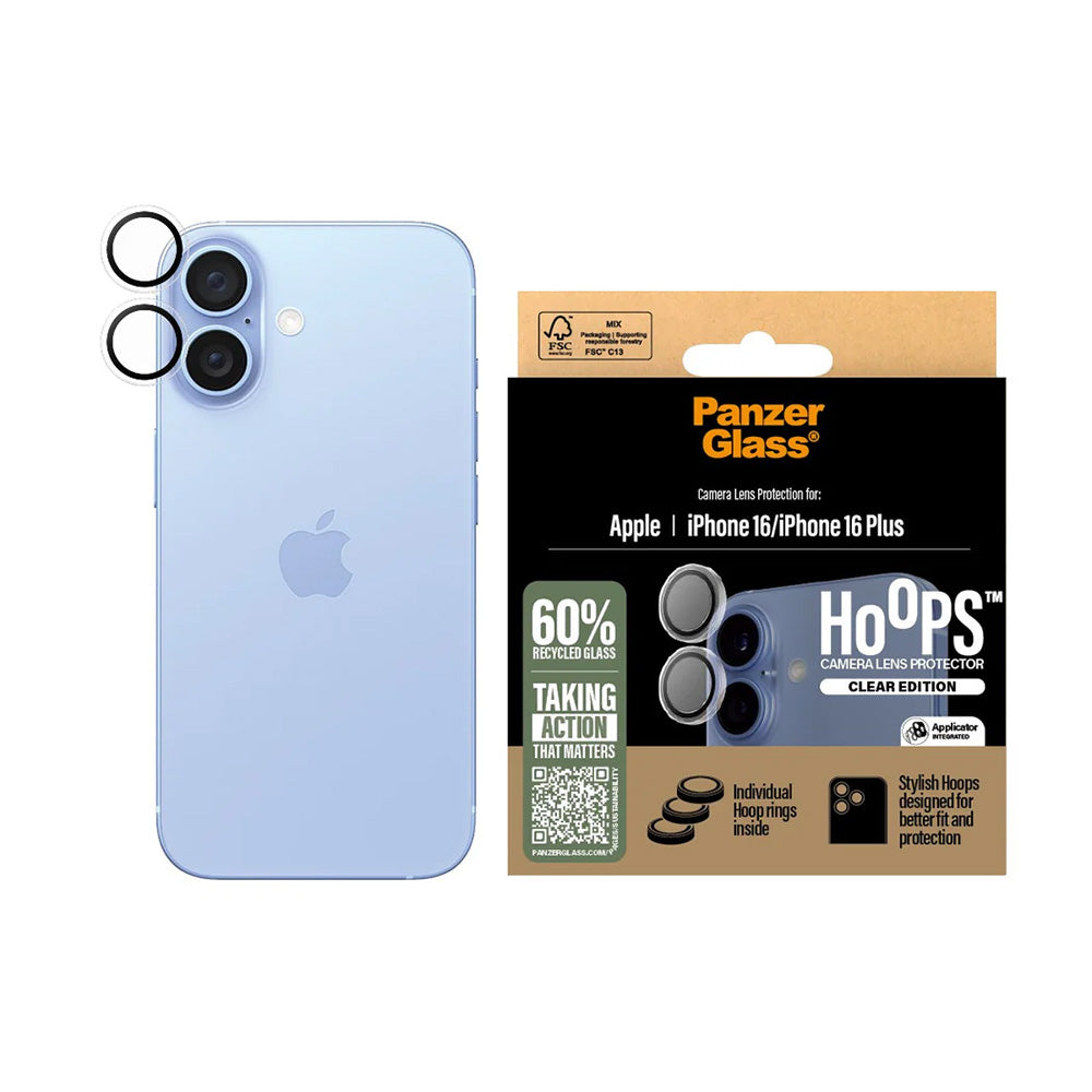 PanzerGlass® - Hoops® Camera Lens Protector - iPhone 16 / iPhone 16 Plus - Transparent