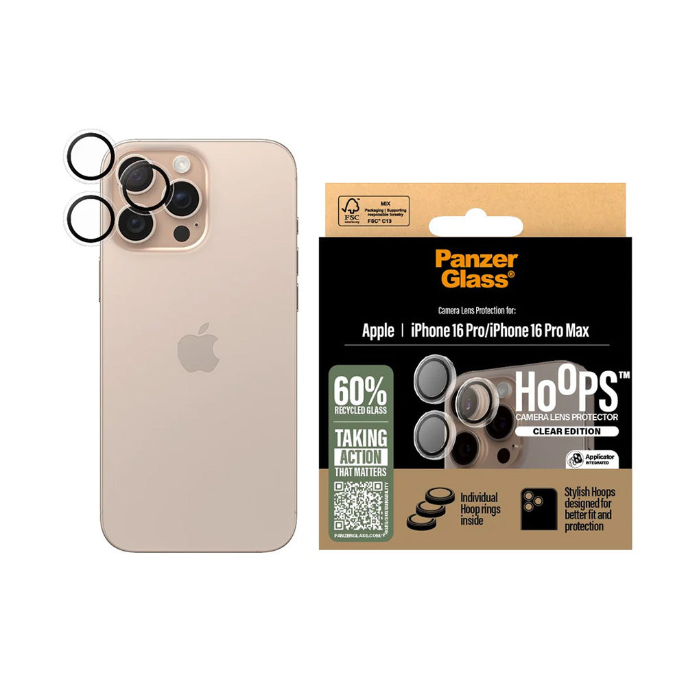 PanzerGlass® - Hoops® Camera Lens Protector - iPhone 16 Pro / iPhone 16 Pro Max - Transparent