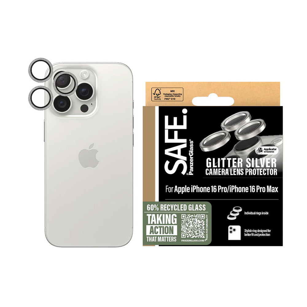 PanzerGlass® - SAFE. Camera Lens Protector - iPhone 16 Pro / iPhone 16 Pro Max - Glitter Silver