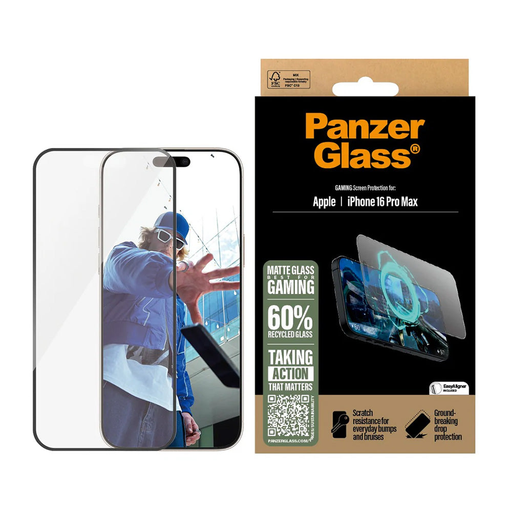 PanzerGlass® - Ultra-Wide Fit Gaming Screen Protector - iPhone 16 Pro Max - Matte Black