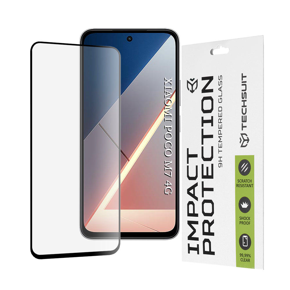 Techsuit - 111D Full Cover / Full Glue Glass - Xiaomi Poco M7 4G - Black