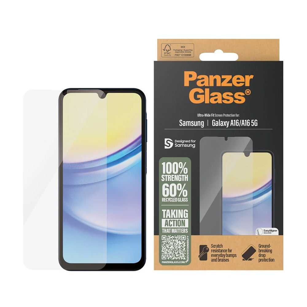 PanzerGlass® - Ultra-Wide Fit Screen Protector w. EasyAligner - Samsung Galaxy A16 4G / A16 5G - Clear