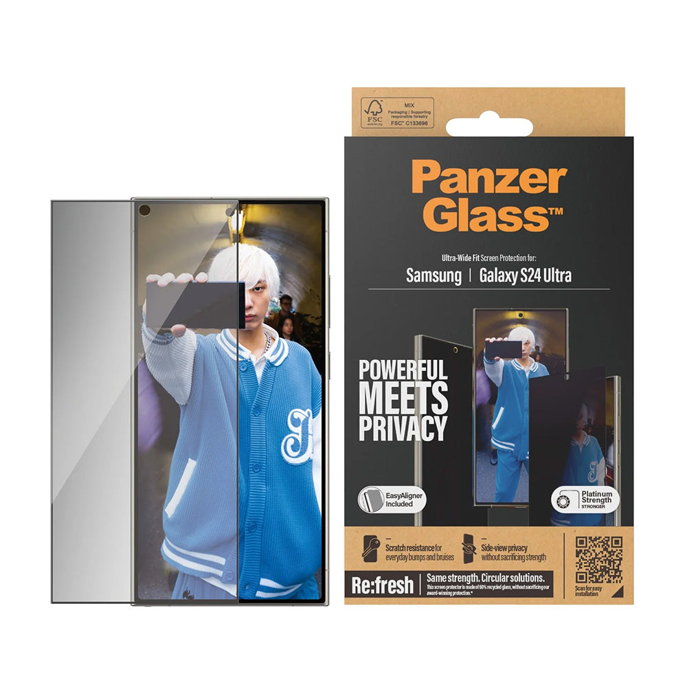 PanzerGlass® - Ultra-Wide Fit Privacy Screen Protector w. EasyAligner - Samsung Galaxy S24 Ultra - Black