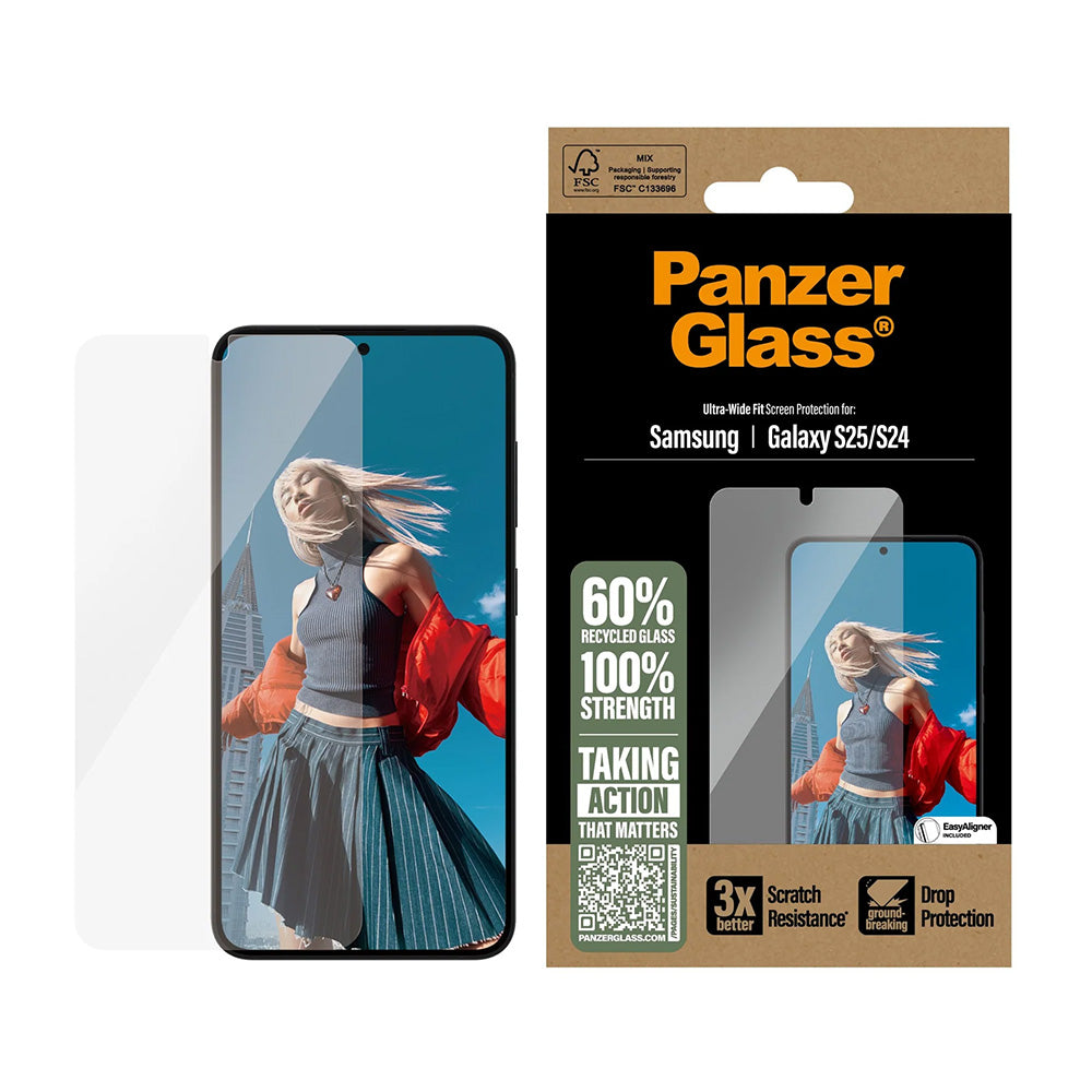 PanzerGlass® - Ultra-Wide Fit Screen Protector - Samsung Galaxy S25 / S24 - Clear