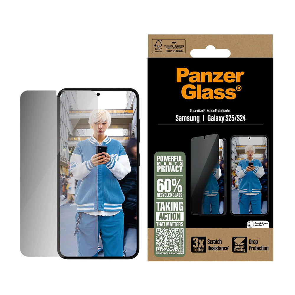 PanzerGlass® - Ultra-Wide Fit Privacy Screen Protector - Samsung Galaxy S25 / S24 - Clear