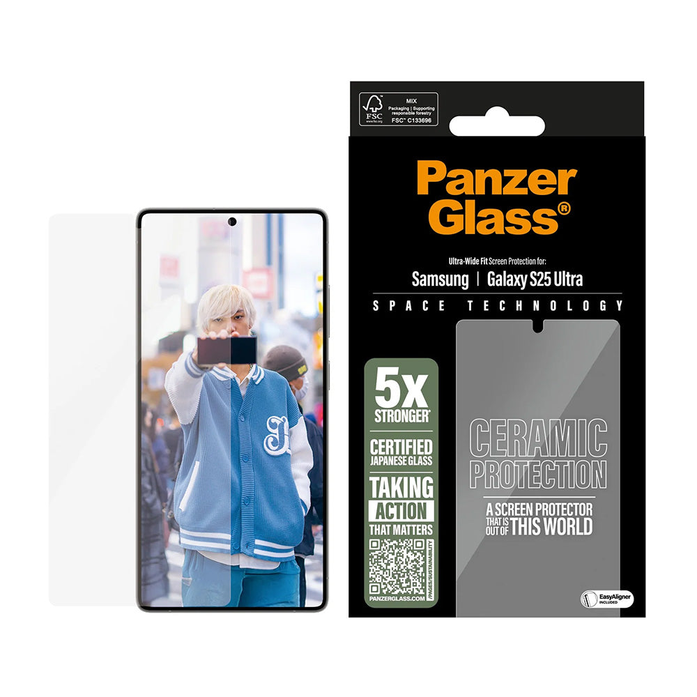 PanzerGlass® - Ultra-Wide Fit Ceramic Screen Protector w. EasyAligner - Samsung Galaxy S25 Ultra - Clear