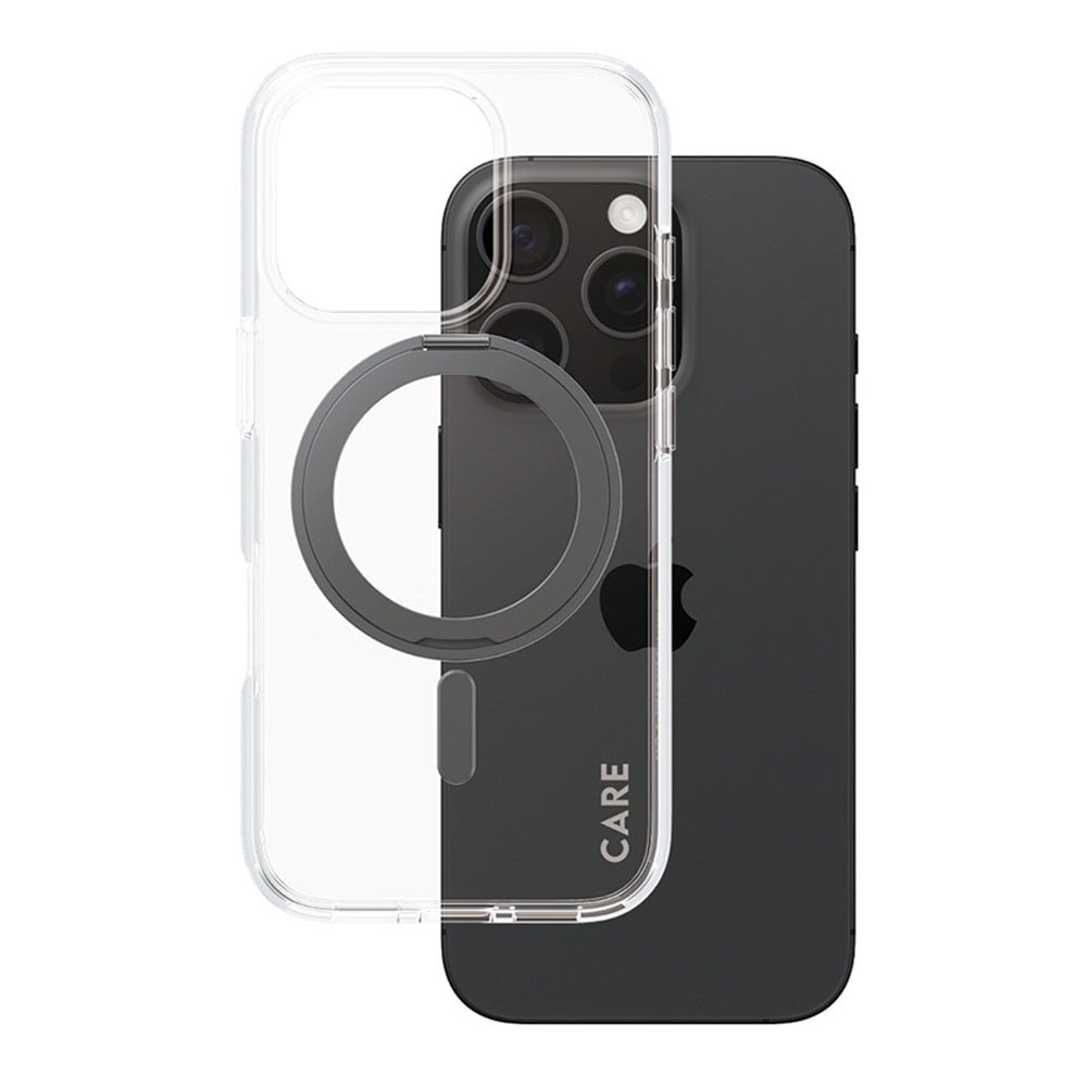 PanzerGlass® - CARE Feature Black Kickstand & MagSafe - iPhone 16 Pro - Clear