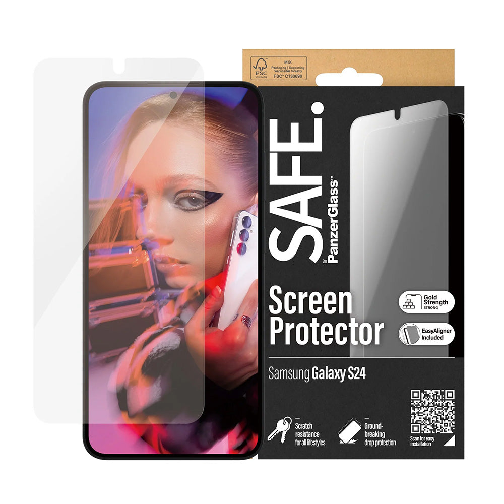 PanzerGlass® - SAFE. Ultra-Wide Fit Screen Protector w. EasyAligner - Samsung Galaxy S24 - Clear