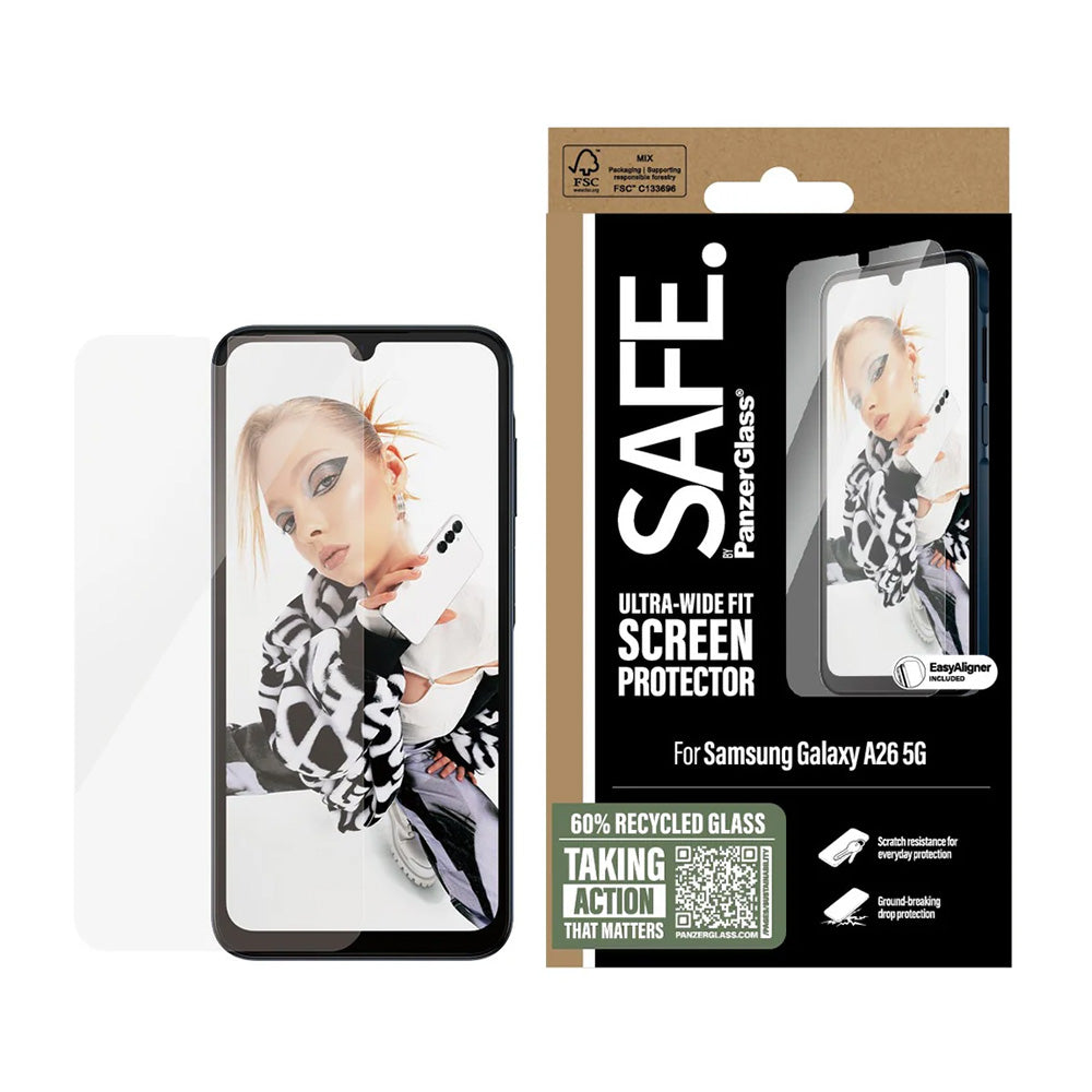 PanzerGlass® - SAFE. Ultra-Wide Fit Screen Protector w. Aligner - Samsung Galaxy A26 5G - Clear