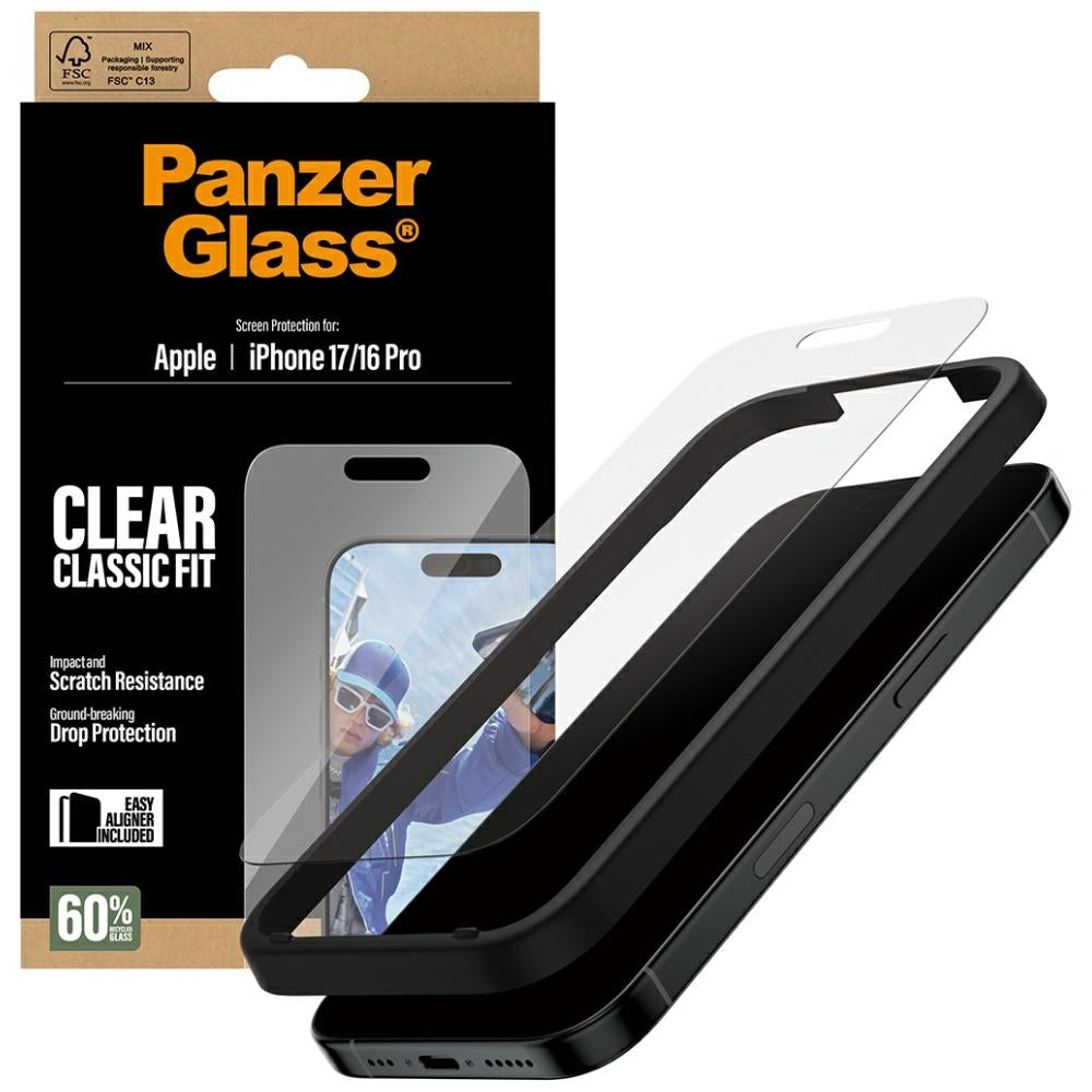 PanzerGlass® - Classic Fit Screen Protector w. EasyAligner - iPhone 17 / iPhone 16 Pro - Clear